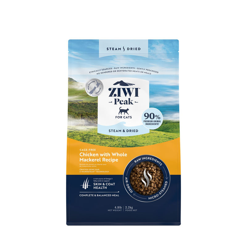 ZIWI Peak Steam and Dired Cage Free Chicken with Whole Mackerel Cat Food 2.2kg-Habitat Pet Supplies