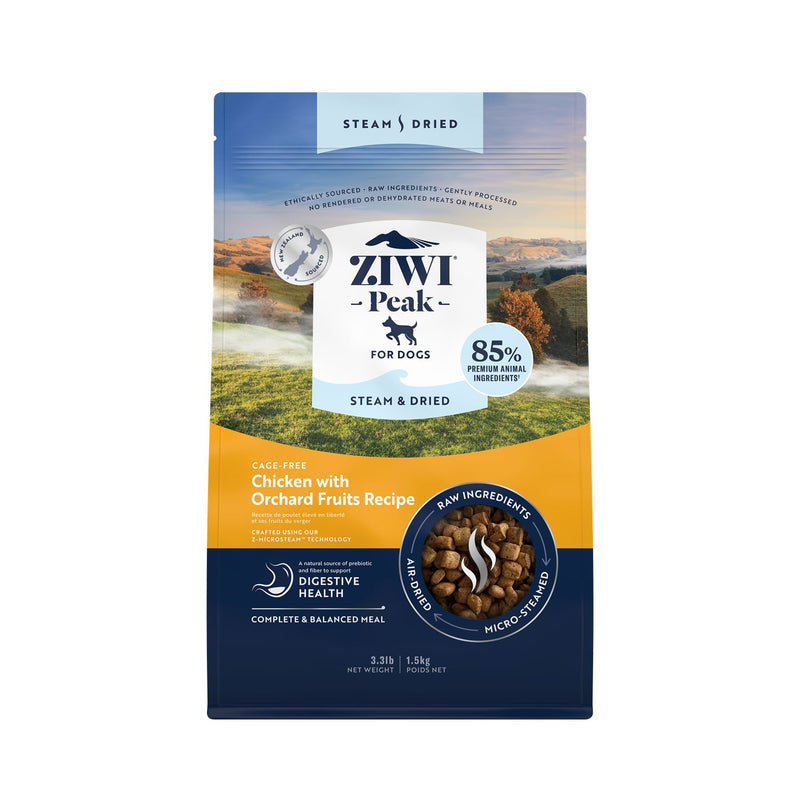 ZIWI Peak Steam and Dried Cage Free Chicken with Orchard Fruits Dog Food 1.5kg-Habitat Pet Supplies