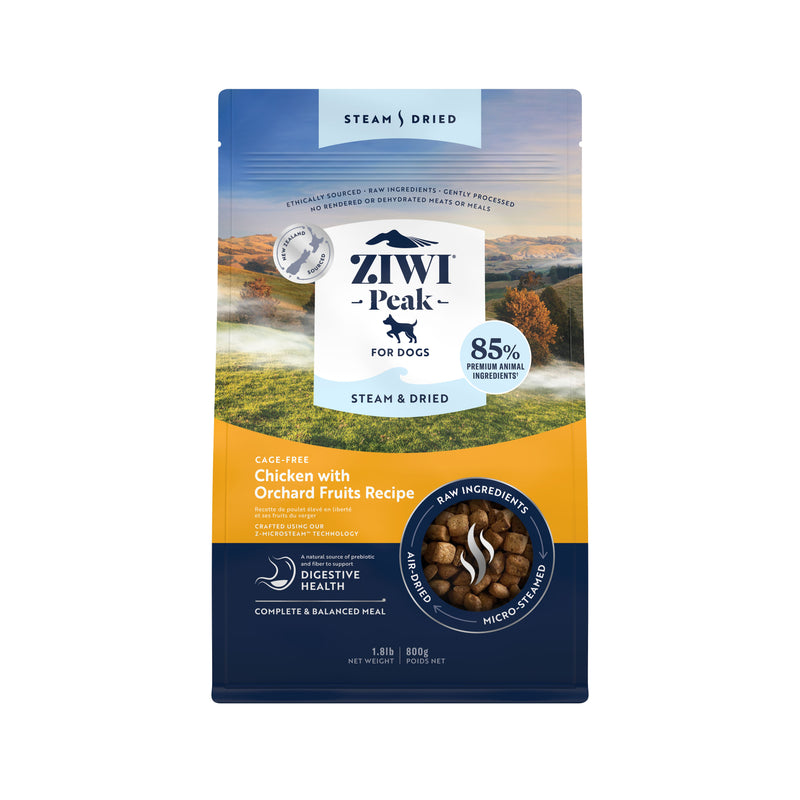 ZIWI Peak Steam and Dried Cage Free Chicken with Orchard Fruits Dog Food 800g-Habitat Pet Supplies