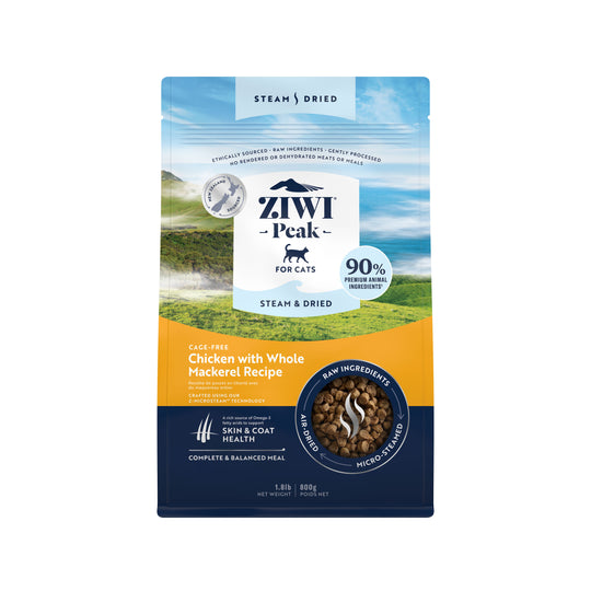 ZIWI Peak Steam and Dried Cage Free Chicken with Whole Mackerel Cat Food 800g