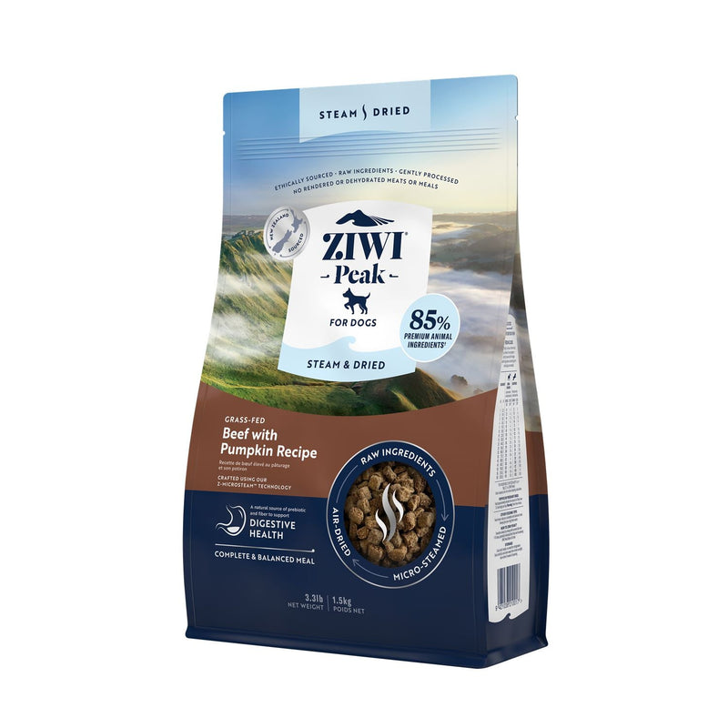 ZIWI Peak Steam and Dried Grass Fed Beef with Pumpkin Dog Food 1.5kg