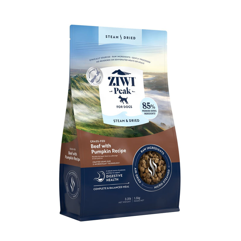 ZIWI Peak Steam and Dried Grass Fed Beef with Pumpkin Dog Food 1.5kg-Habitat Pet Supplies