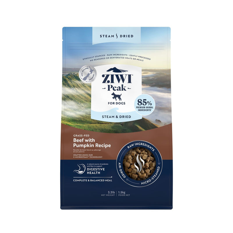 ZIWI Peak Steam and Dried Grass Fed Beef with Pumpkin Dog Food 1.5kg *!*!*-Habitat Pet Supplies