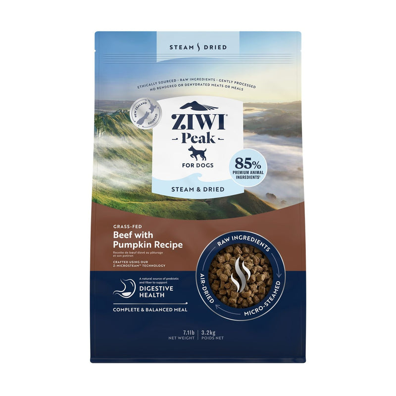 ZIWI Peak Steam and Dried Grass Fed Beef with Pumpkin Dog Food 3.2kg *!*!*-Habitat Pet Supplies