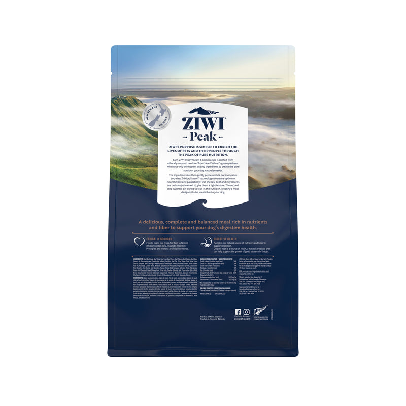 ZIWI Peak Steam and Dried Grass Fed Beef with Pumpkin Dog Food 800g