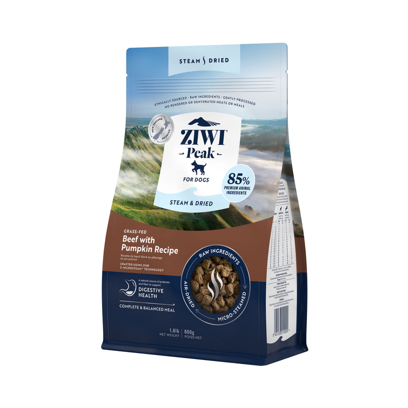 ZIWI Peak Steam and Dried Grass Fed Beef with Pumpkin Dog Food 800g