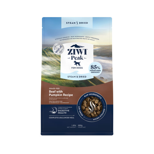ZIWI Peak Steam and Dried Grass Fed Beef with Pumpkin Dog Food 800g