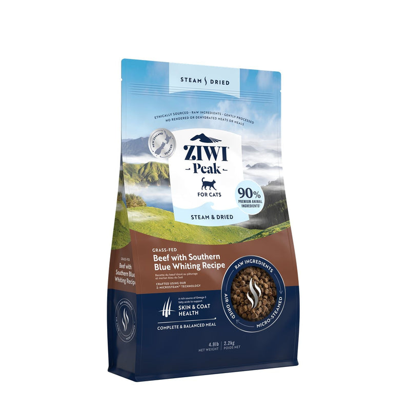 ZIWI Peak Steam and Dried Grass Fed Beef with Southern Blue Whiting Cat Food 2.2kg