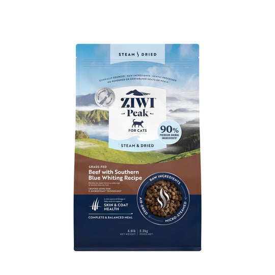 ZIWI Peak Steam and Dried Grass Fed Beef with Southern Blue Whiting Cat Food 2.2kg