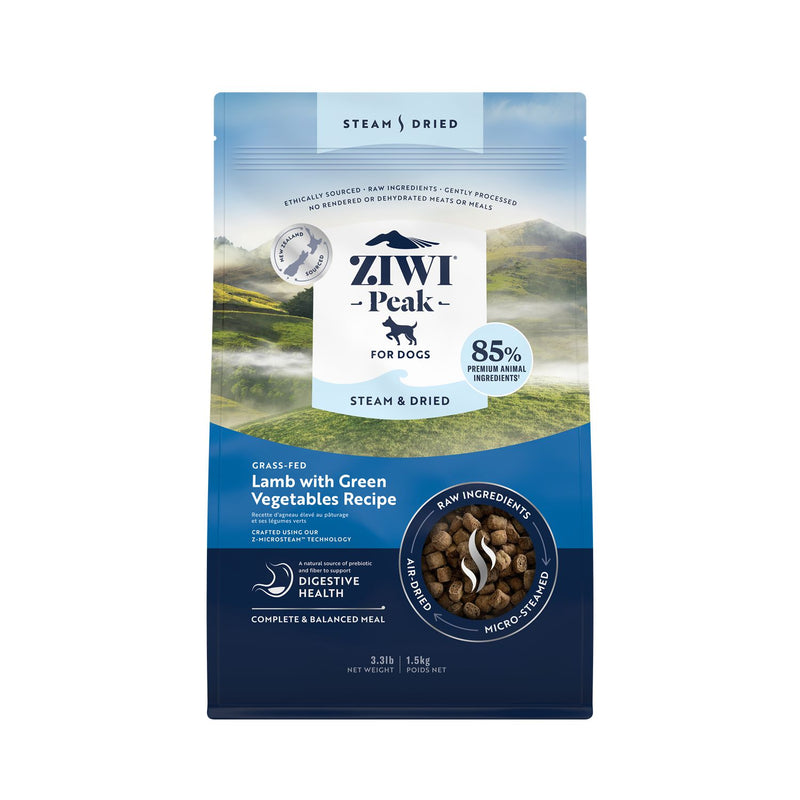 ZIWI Peak Steam and Dried Lamb with Green Vegetables Dog Food 1.5kg-Habitat Pet Supplies