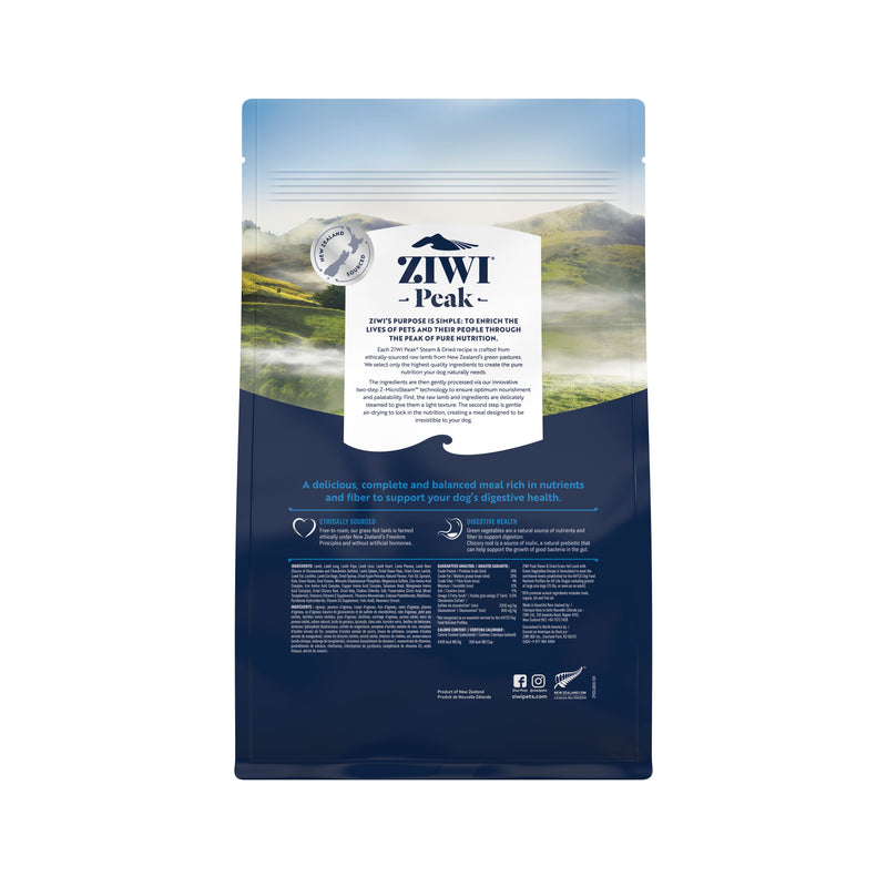 ZIWI Peak Steam and Dried Lamb with Green Vegetables Dog Food 800g
