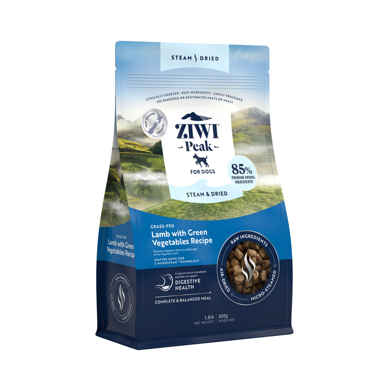 ZIWI Peak Steam and Dried Lamb with Green Vegetables Dog Food 800g