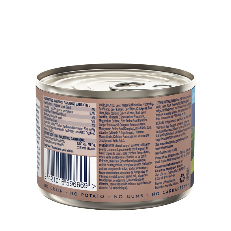 ZIWI Peak Wet Beef Recipe Dog Food 170g