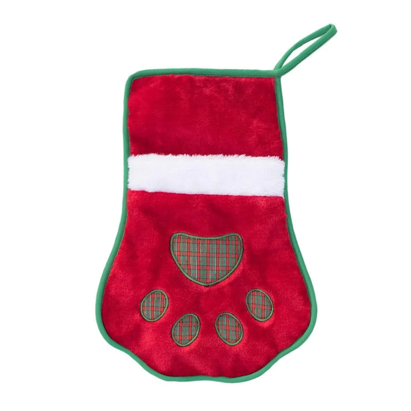 Zippy Paws Christmas Stocking Red Paw Print-Habitat Pet Supplies