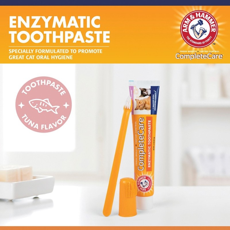 Arm & Hammer Complete Care Dental Kit for Cats - Toothbrush, Finger Brush and Toothpaste 70ml