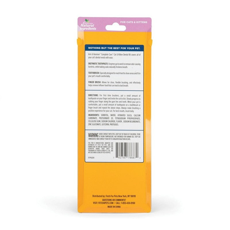 Arm & Hammer Complete Care Dental Kit for Cats - Toothbrush, Finger Brush and Toothpaste 70ml