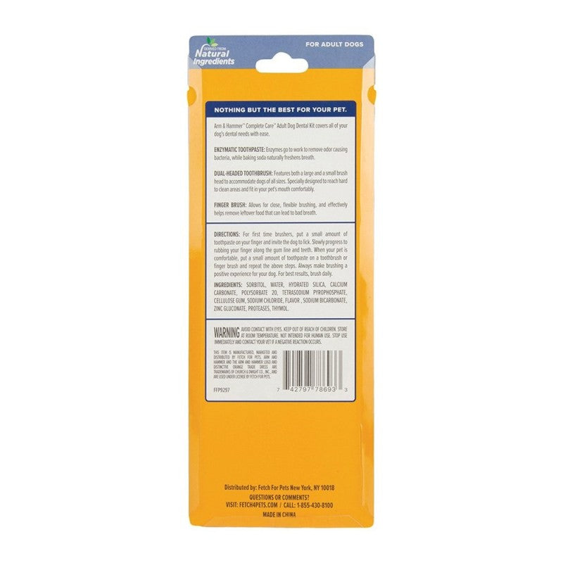 Arm & Hammer Complete Care Dental Kit for Dogs - Toothbrush, Finger Brush and Toothpaste 70ml