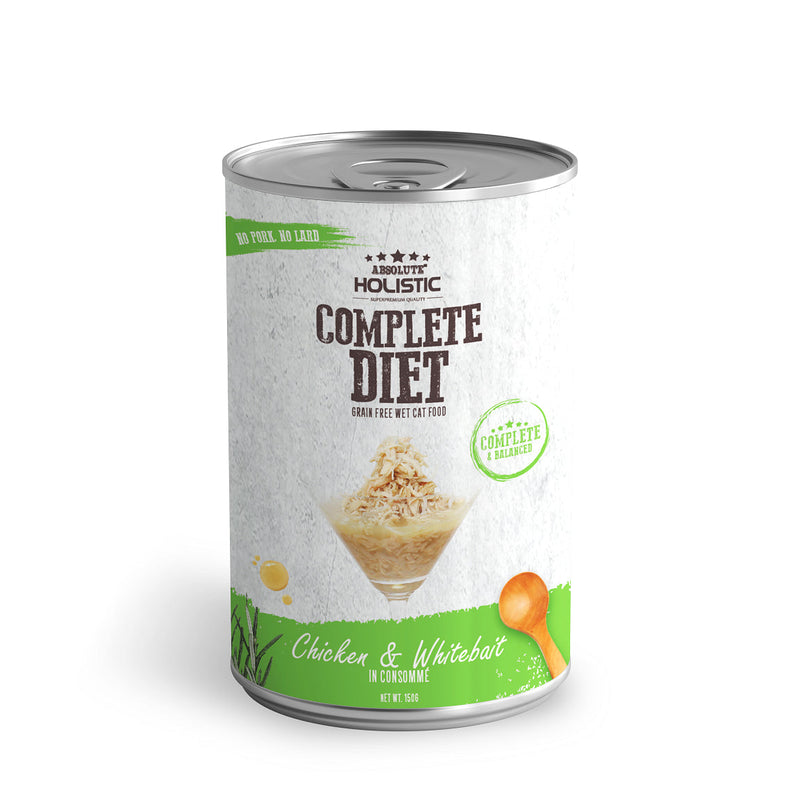Absolute Holistic Complete Diet Cat Chicken and Whitebait Wet Food 150g^^^-Habitat Pet Supplies