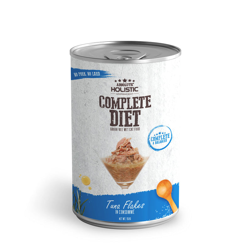 Absolute Holistic Complete Diet Cat Tuna Classic Wet Food 150g x 24-Habitat Pet Supplies