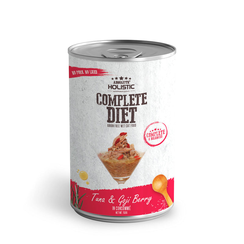 Absolute Holistic Complete Diet Cat Tuna and Goji Berry Wet Food 150g x 24-Habitat Pet Supplies