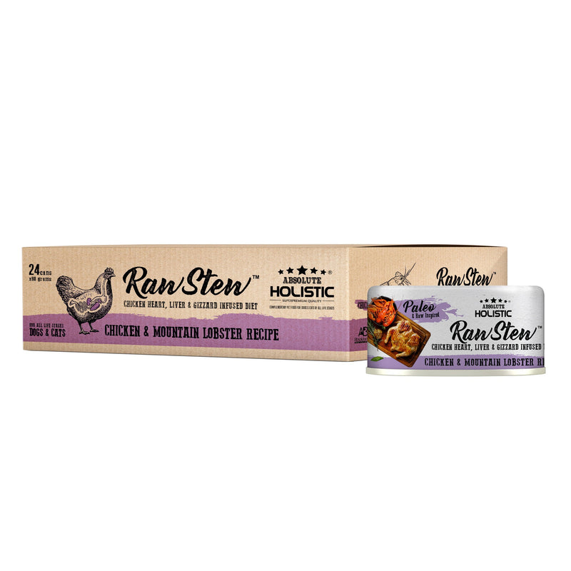 Absolute Holistic RawStew Cat Chicken & Mountain Lobster Wet Food 80g x 24-Habitat Pet Supplies