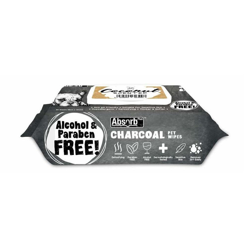 Absorb Plus Charcoal Coconut Scented Pet Wipes 80 Pack