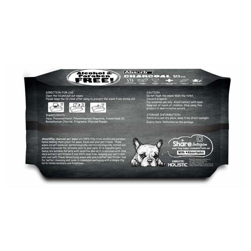 Absorb Plus Charcoal Coconut Scented Pet Wipes 80 Pack