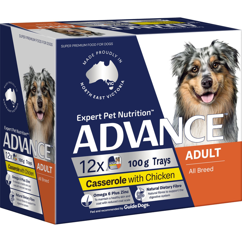 Advance Casserole with Chicken All Breed Adult Dog Wet Food 100g x 12-Habitat Pet Supplies