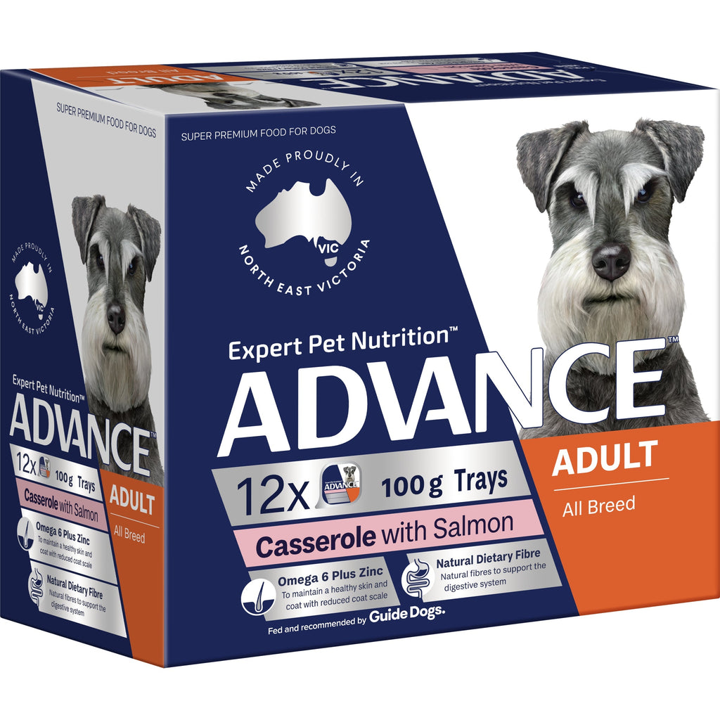 Advance Casserole with Salmon All Breed Adult Dog Wet Food 100g x 12-Habitat Pet Supplies