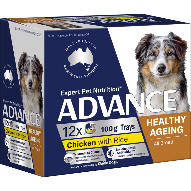 Advance Chicken and Rice Healthy Ageing All Breed Mature Dog Wet Food 100g x 12-Habitat Pet Supplies