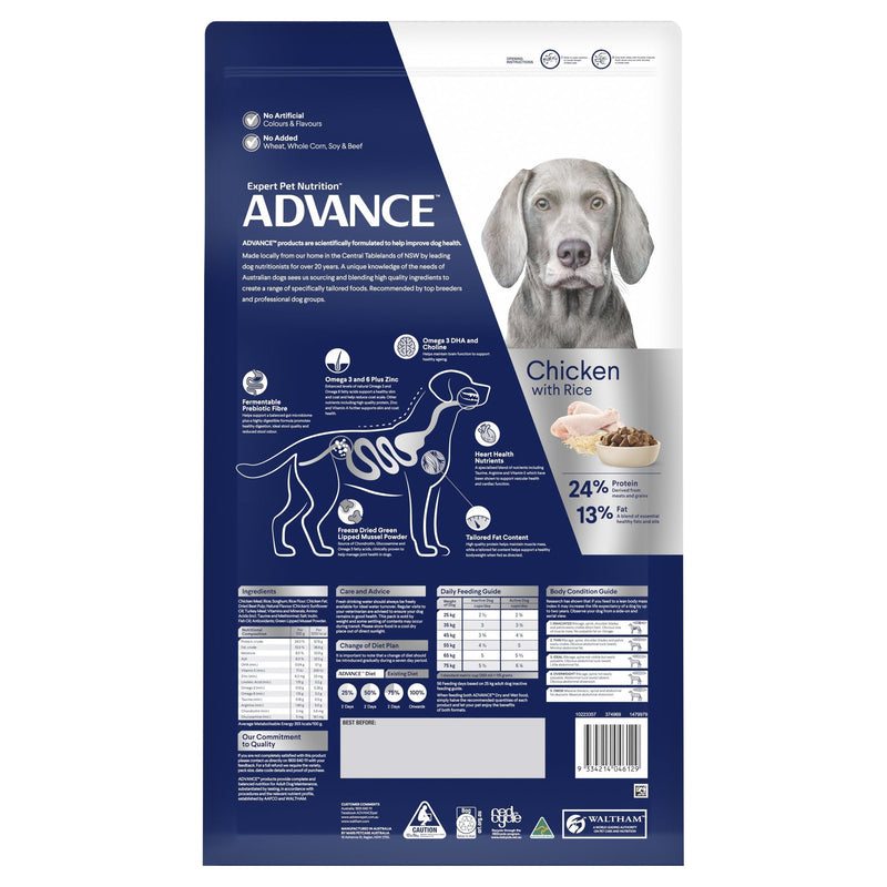 Advance Chicken and Rice Healthy Ageing Large Breed Mature Dog Dry Food 15kg