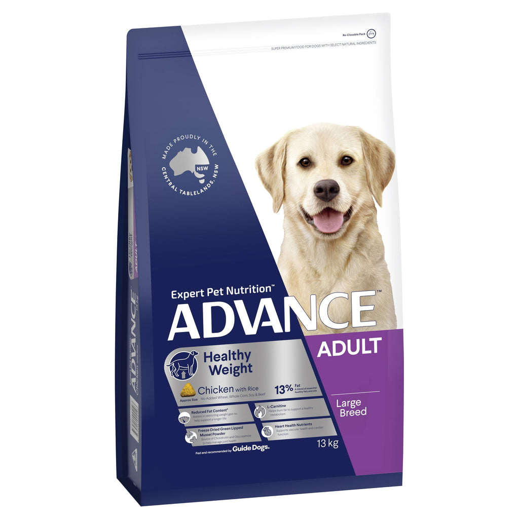 Advance Chicken and Rice Healthy Weight Large Breed Adult Dog Dry Food 13kg^^^-Habitat Pet Supplies