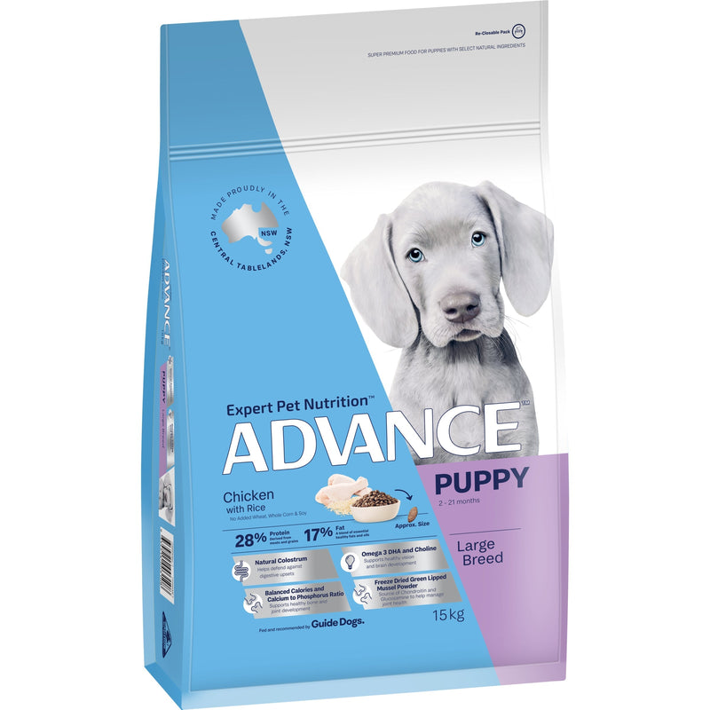 Advance Chicken and Rice Large Breed Puppy Dry Food 15kg^^^-Habitat Pet Supplies