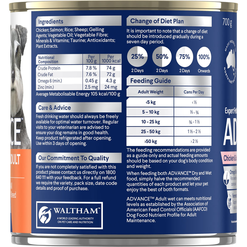 Advance Chicken and Salmon All Breed Adult Dog Wet Food 700g^^^