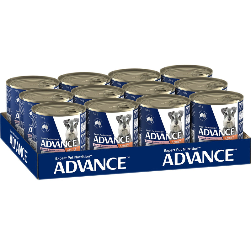 Advance Chicken and Salmon All Breed Adult Dog Wet Food 700g x 12^^^-Habitat Pet Supplies