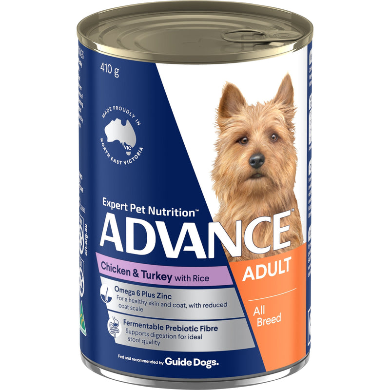 Advance Chicken and Turkey All Breed Adult Dog Wet Food 410g x 12