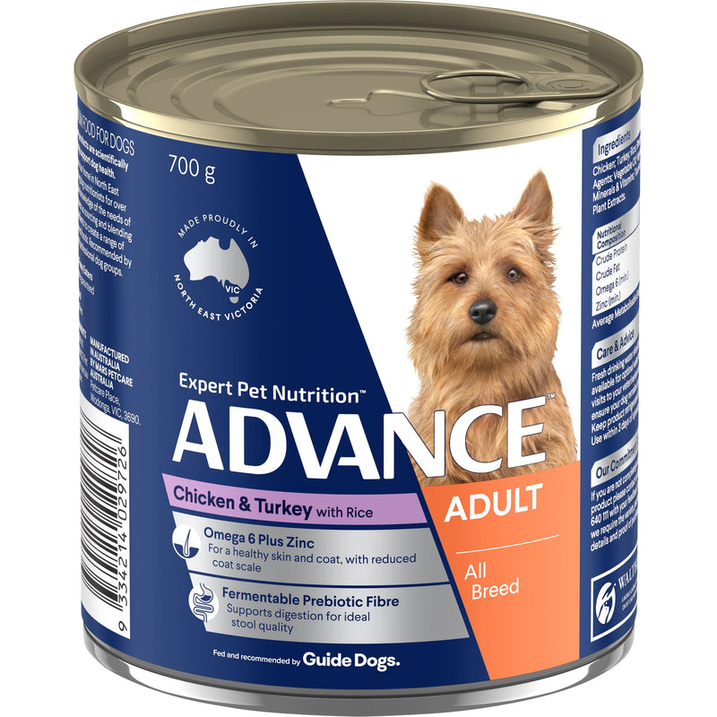 Advance Chicken and Turkey All Breed Adult Dog Wet Food 700g x 12