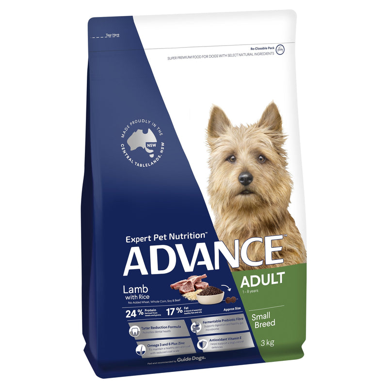 Advance Lamb and Rice Small Breed Adult Dog Dry Food 3kg-Habitat Pet Supplies