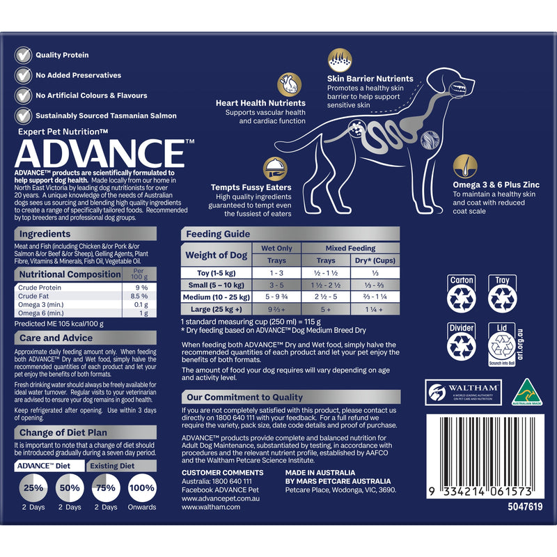 Advance Salmon Oodles Adult Dog Wet Food 100g x 12
