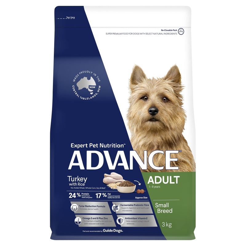 Advance Turkey and Rice Small Breed Adult Dog Dry Food 3kg