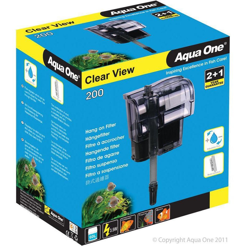 Aqua One Clear View 200 Hang On Filter-Habitat Pet Supplies