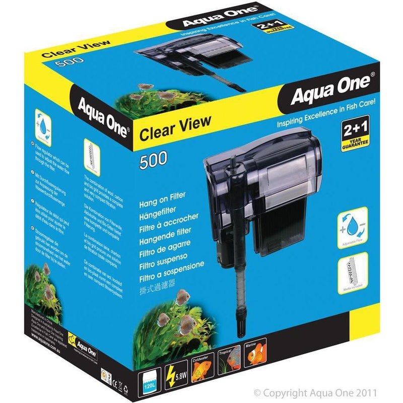 Aqua One Clear View 500 Hang On Filter-Habitat Pet Supplies