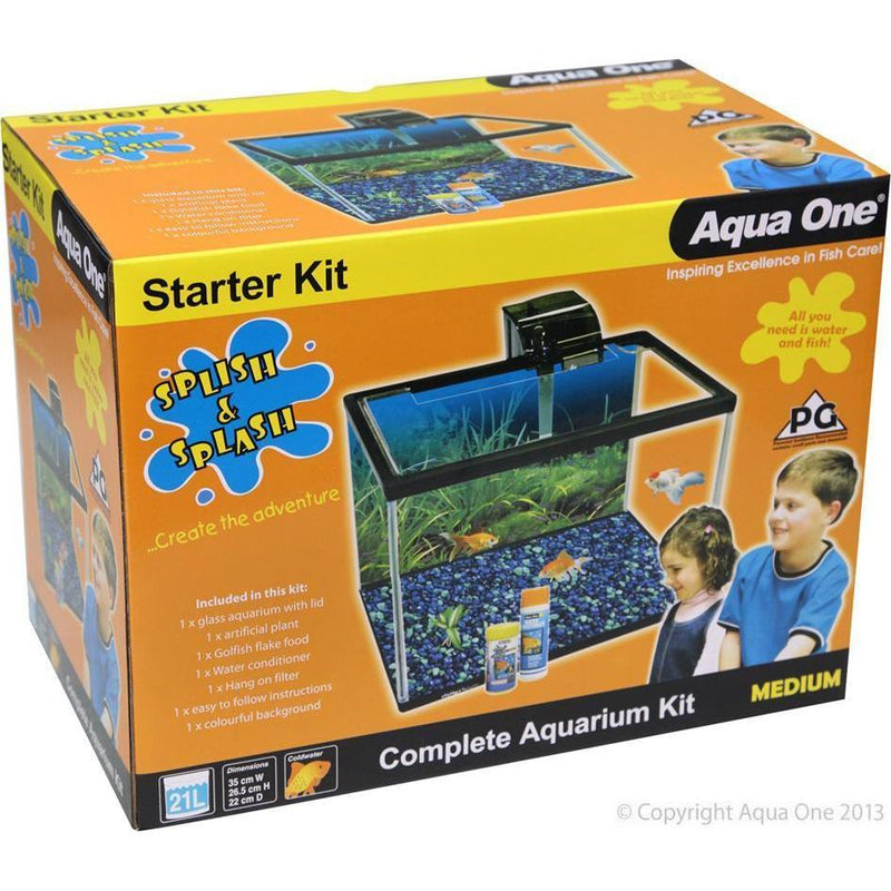 Aqua One Splish and Splash Aquarium Starter Kit Medium 21L-Habitat Pet Supplies