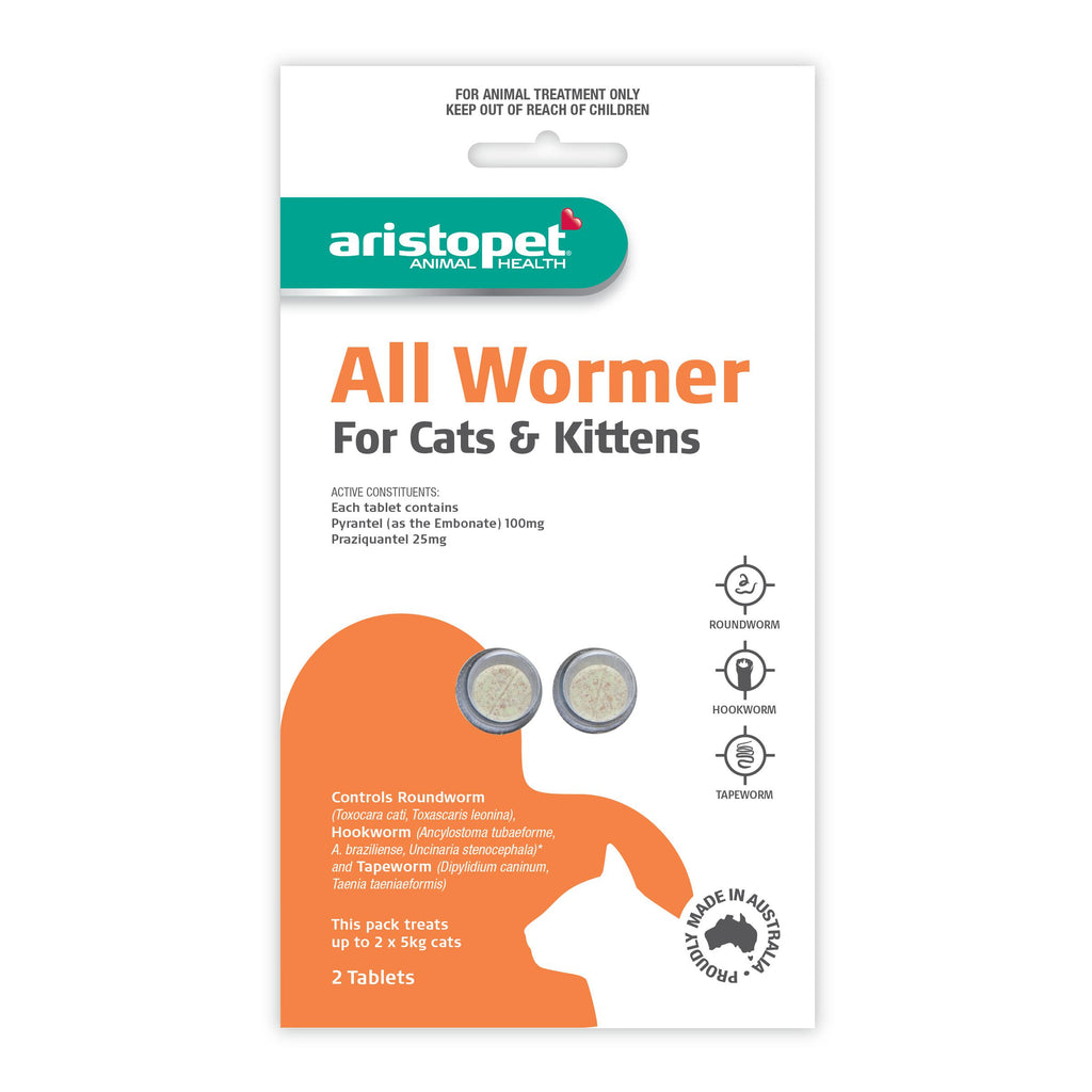 Aristopet All Wormer Tablets for Cats and Kittens 2 Pack-Habitat Pet Supplies