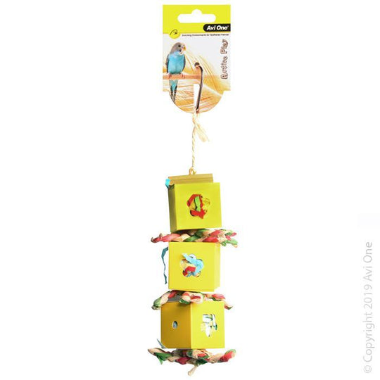 Avi One Bird Toy Boxes with Paper and Wooden Beads