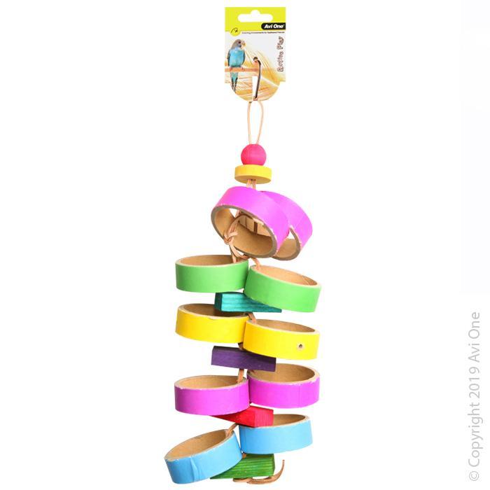 Avi One Bird Toy Paper Rings with Wooden Beads-Habitat Pet Supplies