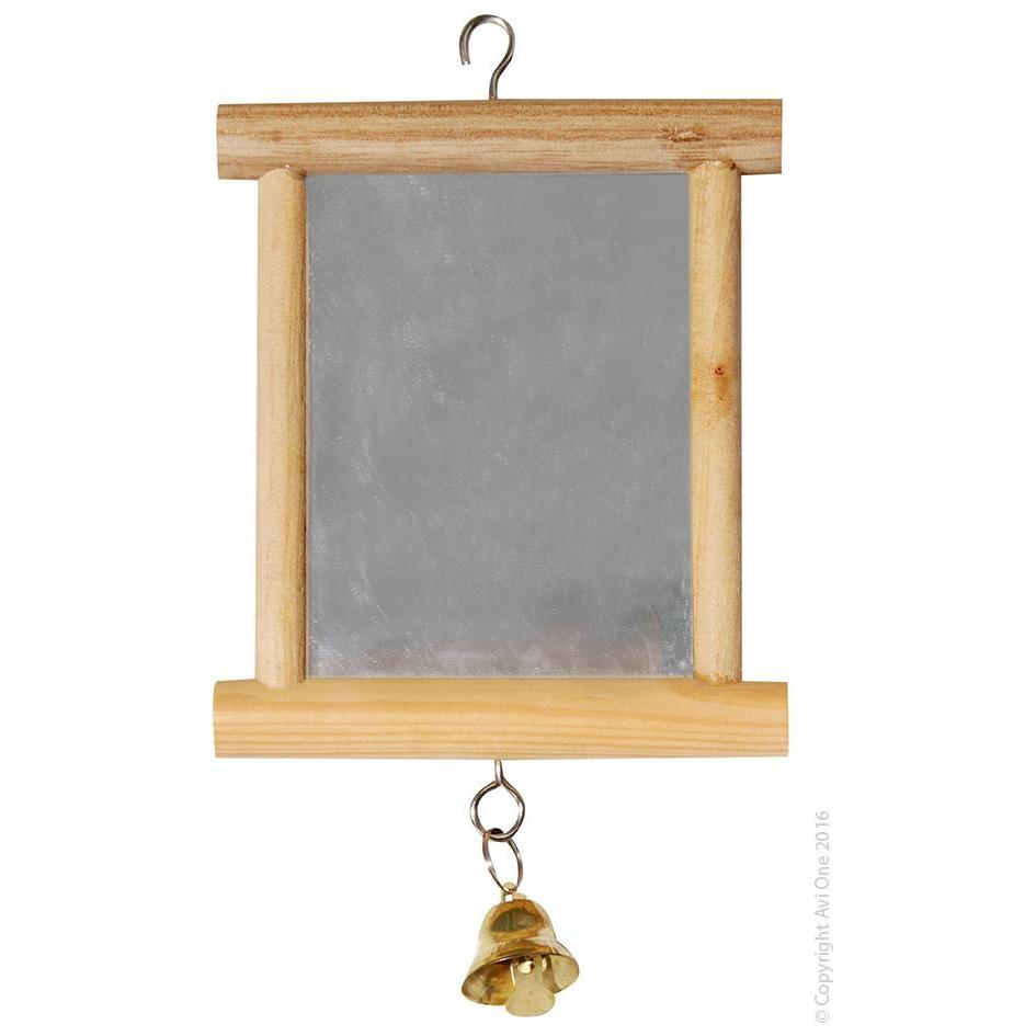 Avi One Wooden Framed Mirror with Bell-Habitat Pet Supplies
