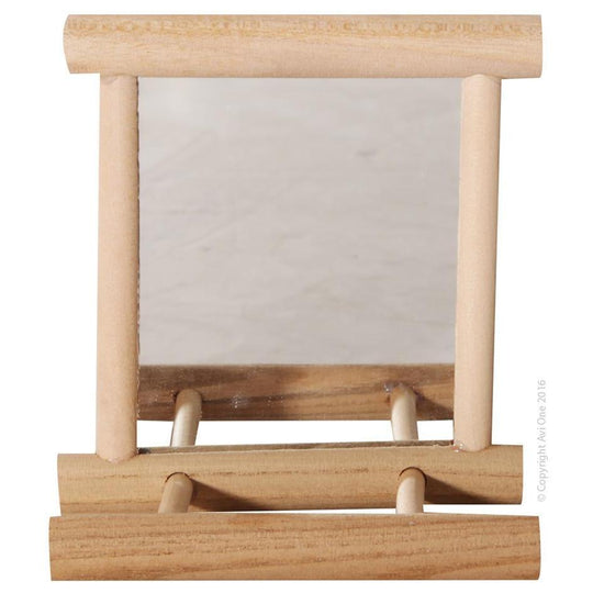 Avi One Wooden Framed Mirror with Perch