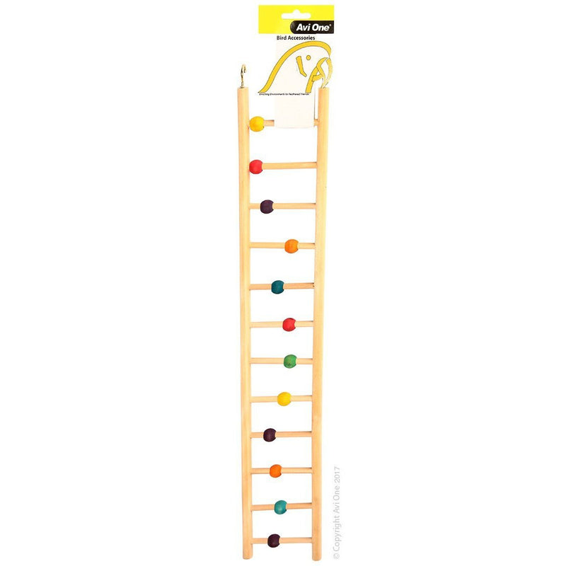 Avi One Wooden Ladder Bird Toy 12 Rung with Beads-Habitat Pet Supplies
