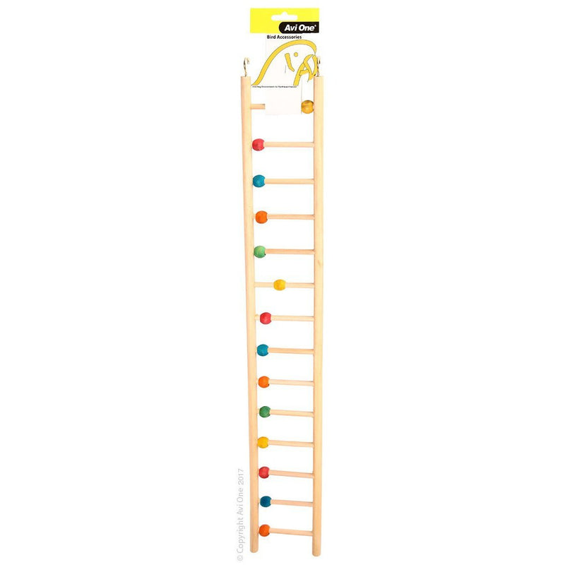 Avi One Wooden Ladder Bird Toy 14 Rung with Beads-Habitat Pet Supplies